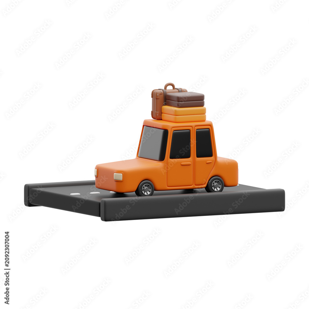 Naklejka premium Car Packed With Luggage 3d illustration