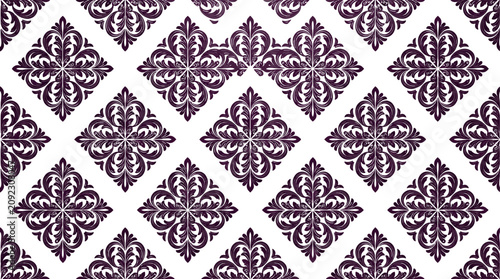 Foto Elegant damask floral pattern with intricate decorative ornaments on white backg