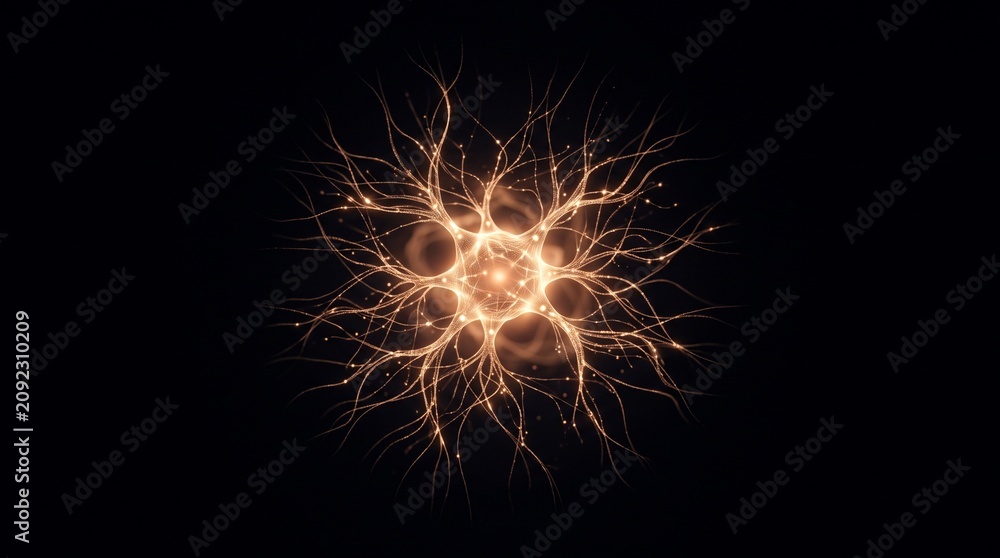 Fototapeta premium Glowing Neural Network with Connected Nodes Artificial Intelligence Concept