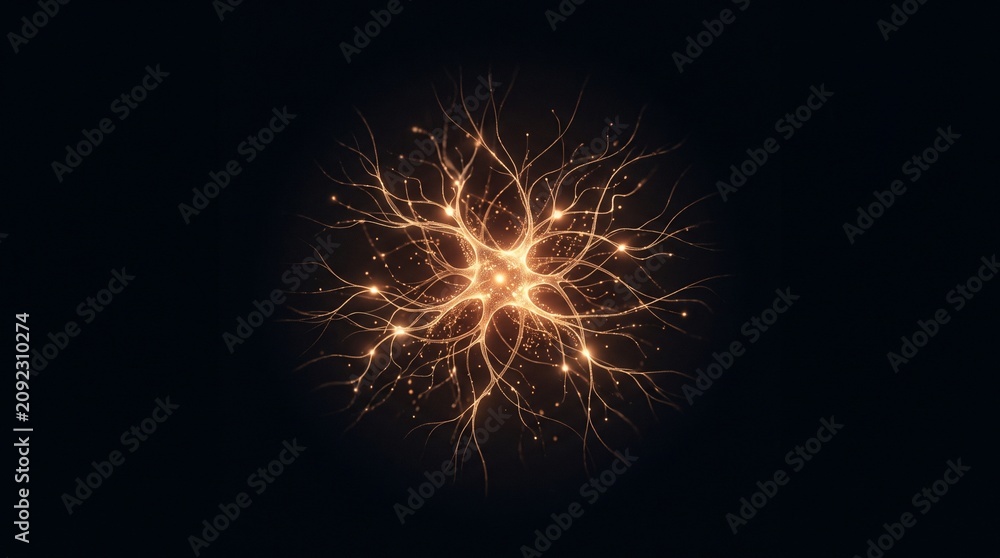 Fototapeta premium Glowing Neural Network with Connected Neurons Abstract Artificial Intelligence Concept