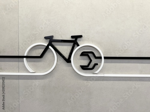 Cycling area indicated on a wall at a public place