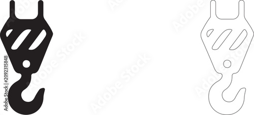Bild auf Leinwand Heavy lifting hook vector icon filled and outline, port crane and loading operations symbol