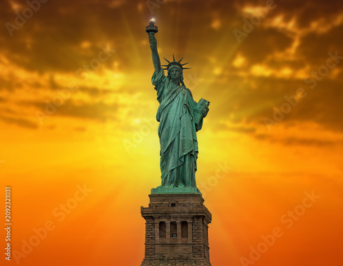 Statue of Liberty at sunset