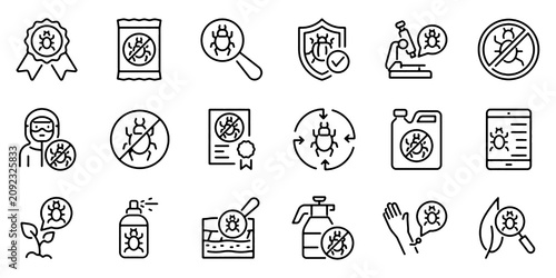 Valokuva Set of outline icons related to pest
