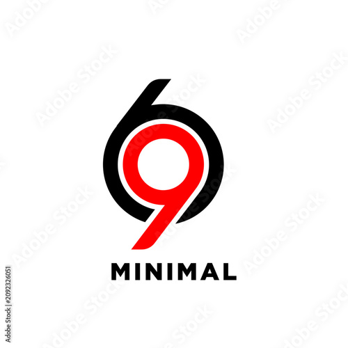 Modern Minimalist 69 Number Logo Design, Abstract Red and Black Graphic Identity Concept
