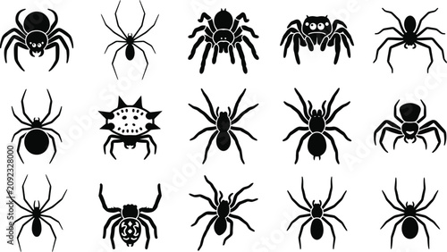 Foto Halloween spider silhouette collection black spiders for decoration