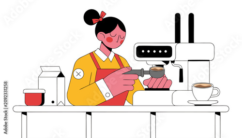 Flat vector illustration of a person doing personal taxes and financial planning.eps