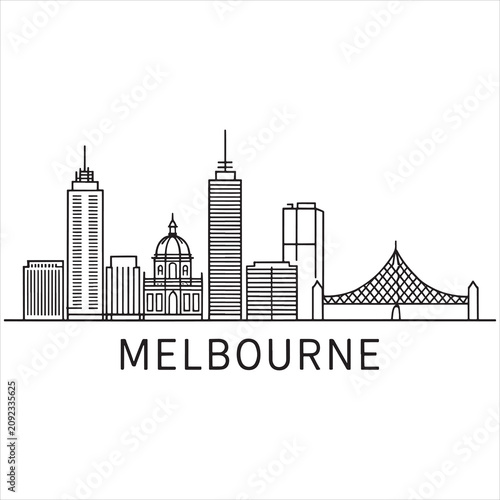 Minimalist skyline illustration of melbourne's iconic buildings