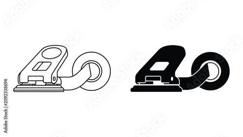 Quadro su tela Industrial heavy duty paper hole puncher and adhesive tape dispenser vector grap