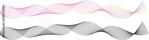 Two abstract wave patterns one gradient one black pink