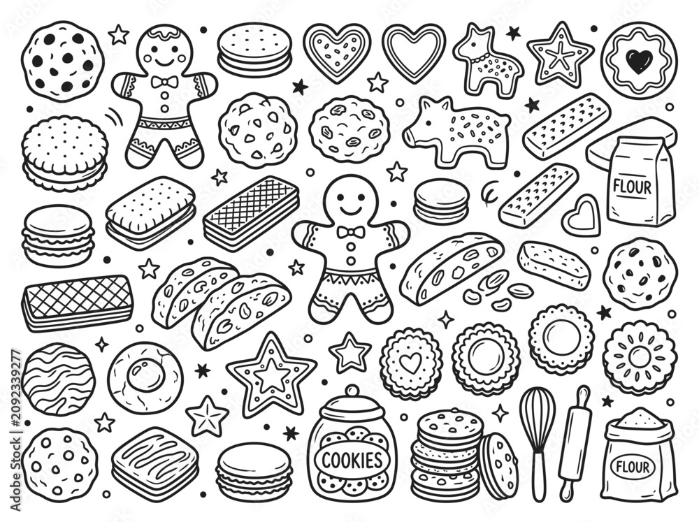 Fototapeta premium A variety of sweet and savory baked goods and treats are displayed on a table.