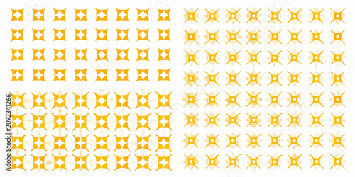 Photos Yellow star shapes arranged in a grid pattern on a white background
