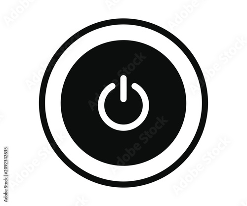 Black power button icon on white background