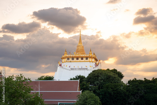 Golden Mountain or Wat Saket Ratcha Wora Maha Wihan, in Bangkok one of the tourist attraction and Landmarks of Thailand
