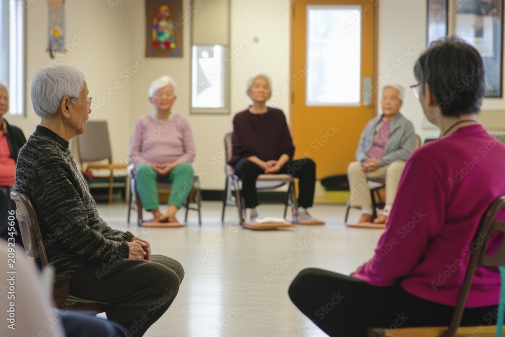 Fototapeta premium Seniors Practicing Mindfulness in a Group Setting