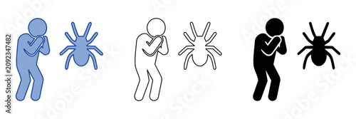Photos Person recoiling in fear from a spider icon in multiple styles