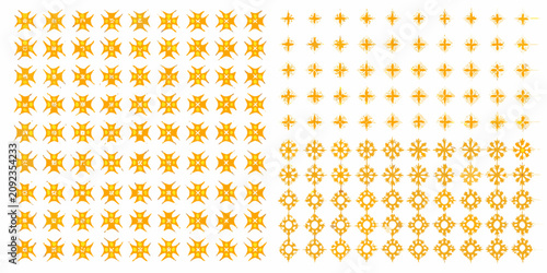 Schilderij op canvas Yellow Star Shapes Pattern On White Background