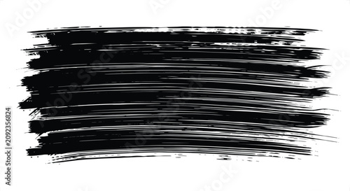 Tableau sur toile Bold black brush stroke with textured lines on white background conveying artist