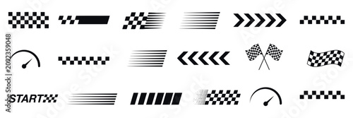фотографія racing speed lines motion arrows icons motorsport vector set