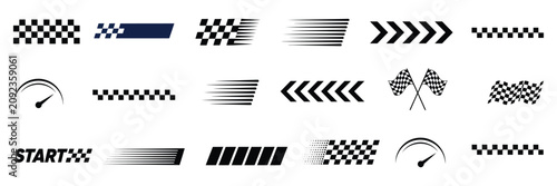Canvas Print racing speedometer and arrow symbols motion icons vector pack