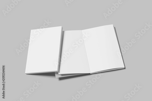 Photos book mock up isolated on soft gray background.