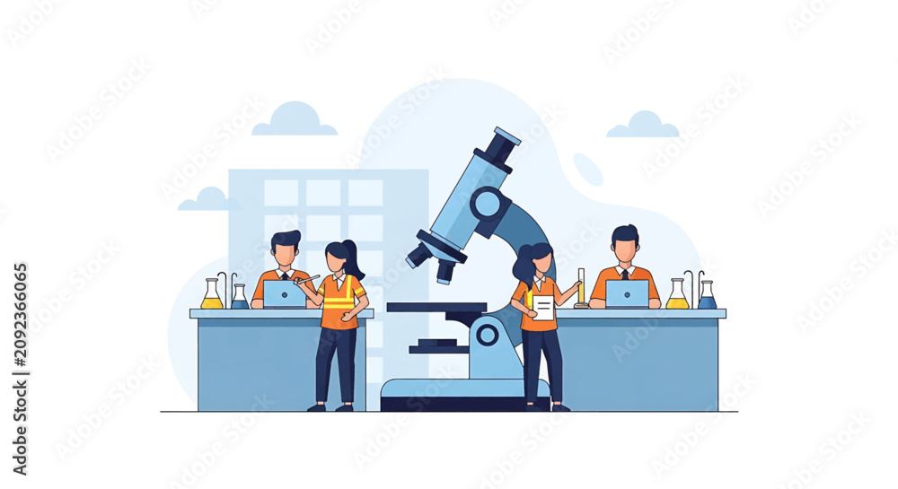Fototapeta premium People working with a microscope.
