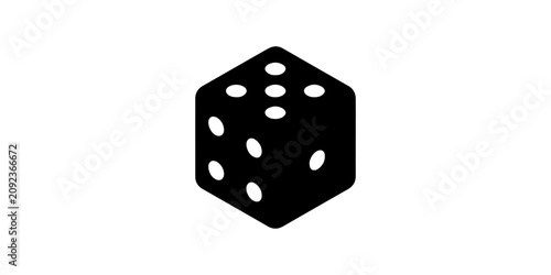 Cuadro en lienzo Black and white illustration of a single die displaying the number values