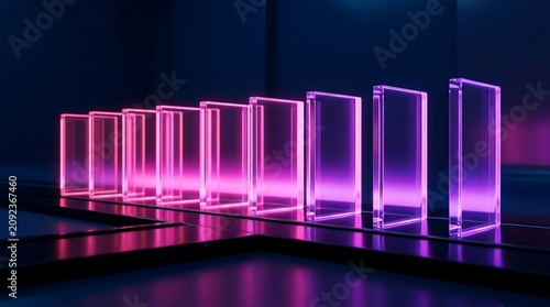 Glass Neon Panels for Futuristic Technology Background