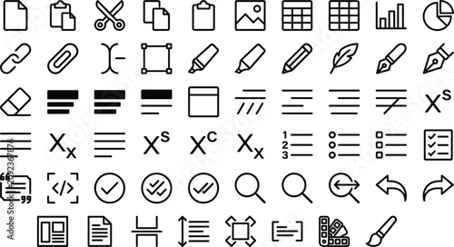 Konstfotografi Professional document formatting text editing and office typography line icon set on white background
