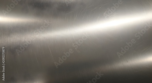 Brushed metallic surface with reflective light and subtle scratches texture background.