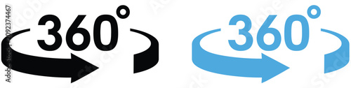 360 degree rotation arrow icon vector illustration representing full circular rotation, refresh direction, panoramic view, and modern interface designs