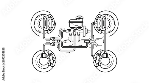 Bild auf Leinwand Dynamic of a Mechanical Fuel Injection System with Carburetor and Brake Calipers