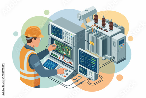 Professional Engineer Monitoring Industrial Power Station Control