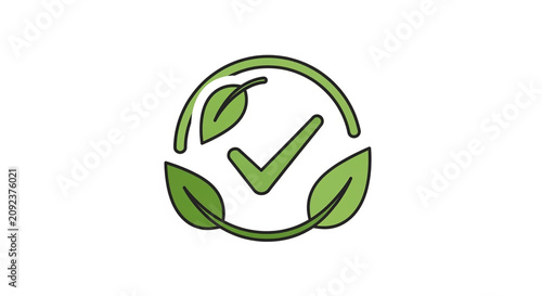 Recycling Symbol with Three Green Arrows in Circular Outline Illustration