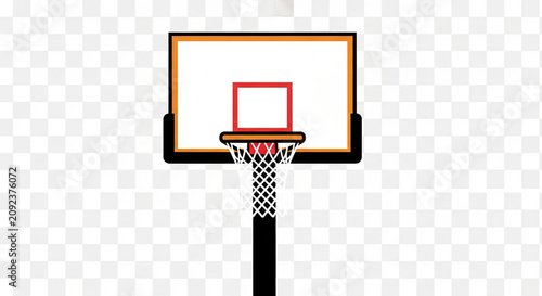 Basketball Hoop Outline Vector Illustration on Checkered Background