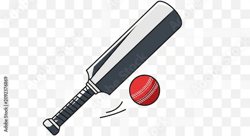 Cricket Bat and Ball Illustration in Flat Vector Style for Sports Design
