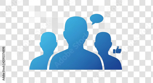 Teamwork and Positive Feedback Concept with Silhouettes and Speech Bubble in Flat Illustration Style