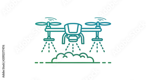 Futuristic Drone Delivery Concept with Wireless Signal and Green Energy Charging Pad Illustration