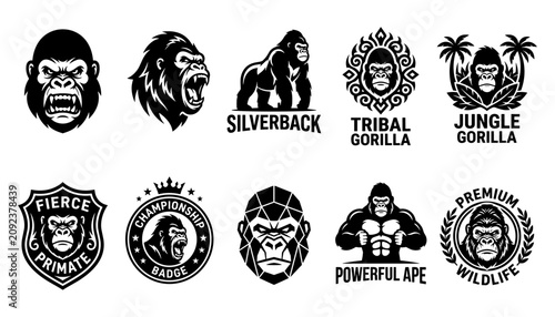 Photos Gorilla Logos Featuring Fierce and Powerful Ape Designs with Tribal and Jungle T