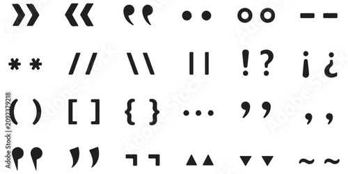 Fotografie Quotation Marks and Punctuation Icon Set with Comma, Apostrophe, Parenthesis, and Speech Quote Symbols
