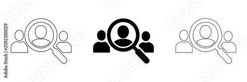 Fotografie Magnifying glass over people icons representing search for candidates or employe