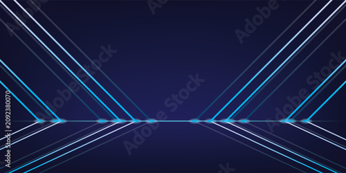 Abstract technology background with blue neon lines. Glowing futuristic vector design.