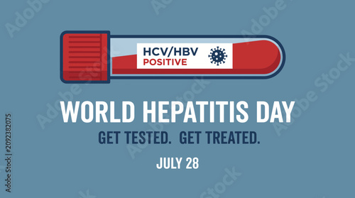 Bild auf Leinwand World Hepatitis Day Blood Test Tube Sample Minimalist Poster Template
