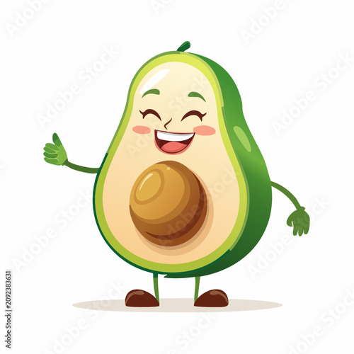 Laughing Avocado Character Waving - AI Generated