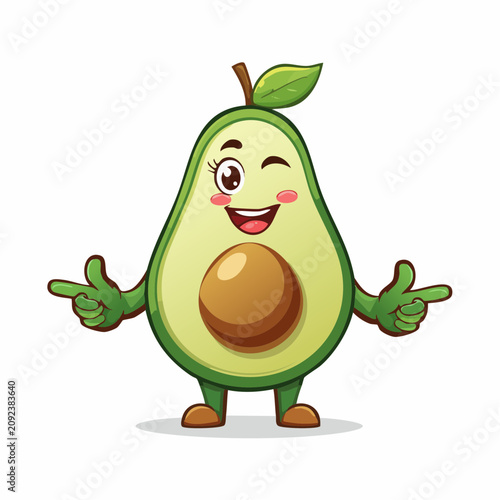 Winking Avocado Cartoon Mascot - AI Generated
