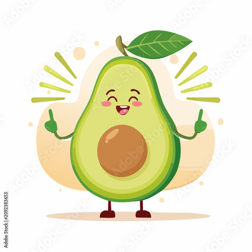 Happy Avocado Cartoon Character - AI Generated
