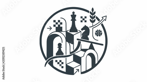 International chess day strategic game emblem