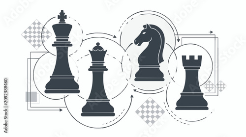 Foto International chess day tactical movement diagram