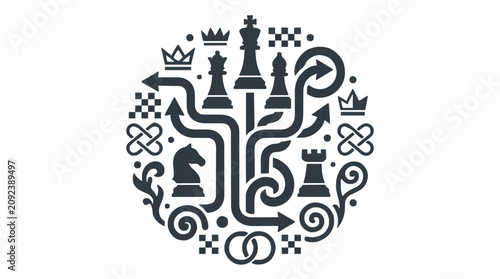 Foto International chess day circular strategy emblem