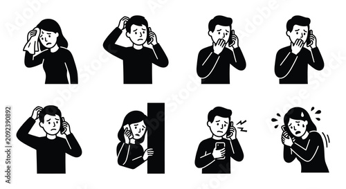 Canvastavla People With Question Marks Vector Illustration On White Background